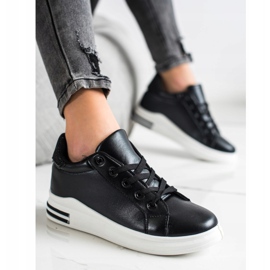 Diamantique Zapatillas de cuña con purpurina negro 3