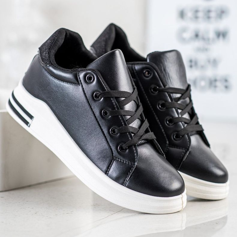 Diamantique Zapatillas de cuña con purpurina negro 1