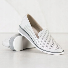 Goodin Señores de cuero calados plata gris 3