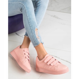 SHELOVET Zapatillas de deporte de moda con velcro rosado 2