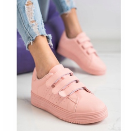 SHELOVET Zapatillas de deporte de moda con velcro rosa 1