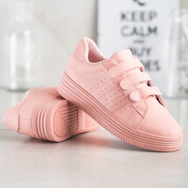 SHELOVET Zapatillas de deporte de moda con velcro rosado 4