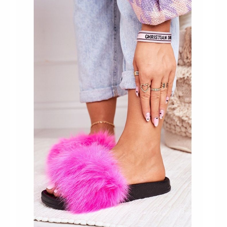 PS1 Zapatillas de mujer con pelo Belmondo fucsia rosado 1