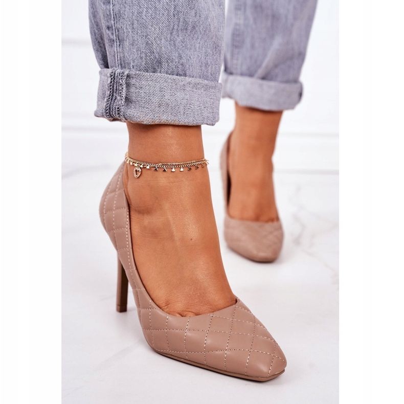 PS1 Stilettos Acolchados Elegantes Marrón Brillante Rosanna 2