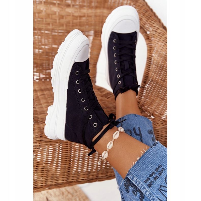 FB2 Zapatillas altas para mujer con suela grande Black Trissy negro 1