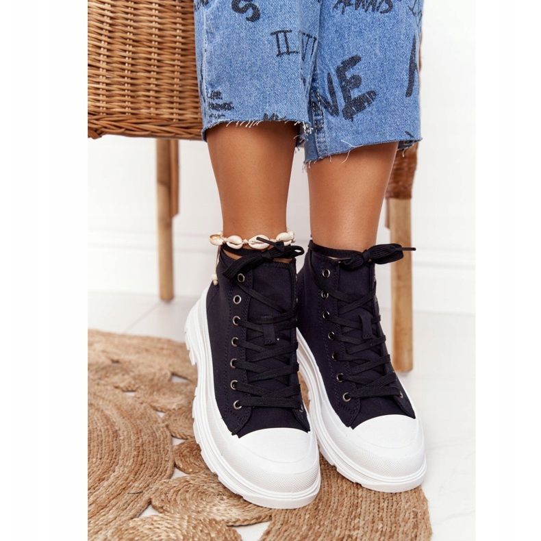 FB2 Zapatillas altas para mujer con suela grande Black Trissy negro 2