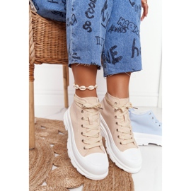 FB2 Zapatillas altas para mujer Trissy beige con suela grande 1