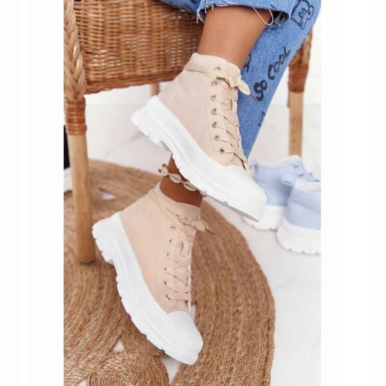 FB2 Zapatillas altas para mujer Trissy beige con suela grande 2