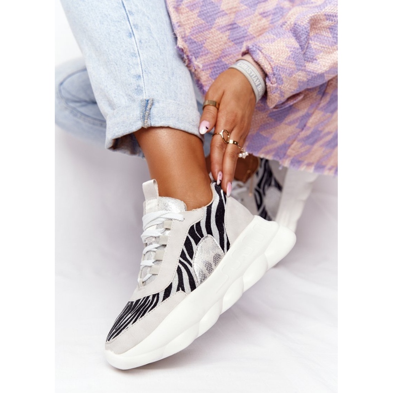 Zapatos Deportivos Mujer Lu Boo Suela Gruesa Gris ¡Pruébalo! 2