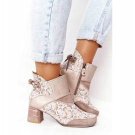 Botas De Cuero De Mujer Con Tacón Maciejka Dorado Beige 03963-20 5