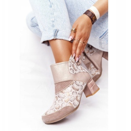 Botas De Cuero De Mujer Con Tacón Maciejka Dorado Beige 03963-20 4