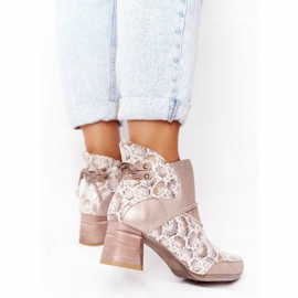 Botas De Cuero De Mujer Con Tacón Maciejka Dorado Beige 03963-20 6