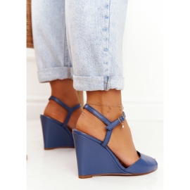 Sandalias Cuña Piel Laura Messi 2253 Azul 5
