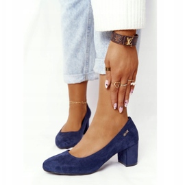 Zapatos De Salón De Ante En Una Barra Sergio Leone Azul Marino 1