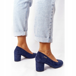 Zapatos De Salón De Ante En Una Barra Sergio Leone Azul Marino 4