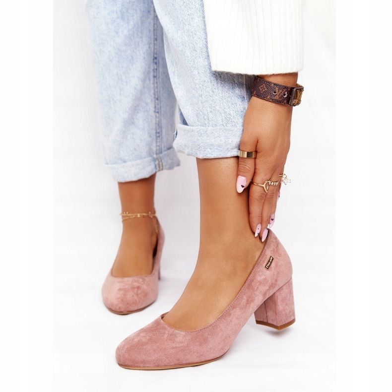 Zapatos De Salón En Ante Sobre Un Pilar Sergio Leone Rosa rosado 2