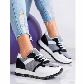 Bestelle Zapatillas con plataforma de purpurina blanco negro 4