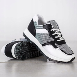 Bestelle Zapatillas con plataforma de purpurina blanco negro 3