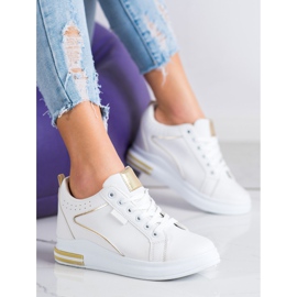 SHELOVET Zapatos blancos con cuña oculta 3