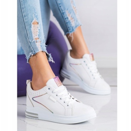SHELOVET Zapatos blancos con cuña oculta 3