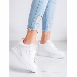 SHELOVET Zapatos blancos con cuña oculta 2