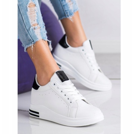 Ideal Shoes Zapatillas Spring Wedge blanco negro 4