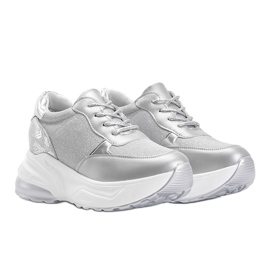 Zapatillas plateadas con suela Amy gruesa plata 1
