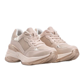 Zapatillas doradas con suela gruesa Lydia beige 1
