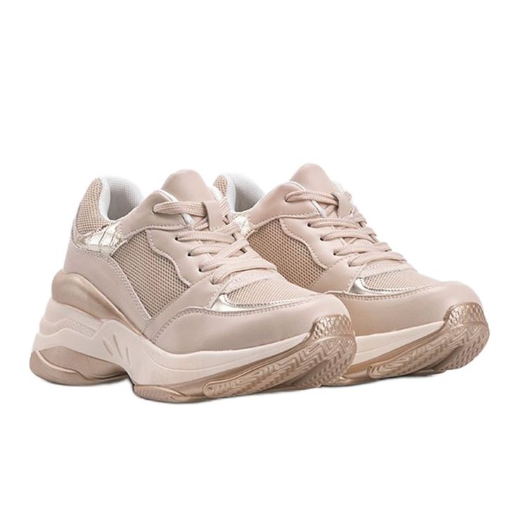 Zapatillas doradas con suela gruesa Lydia beige 1