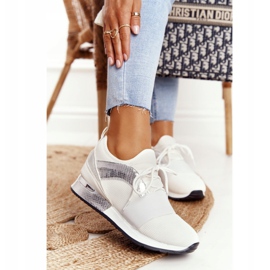 FB2 Zapatillas deportivas de mujer Zapatillas Blancas y Plateadas Netta blanco plata 4