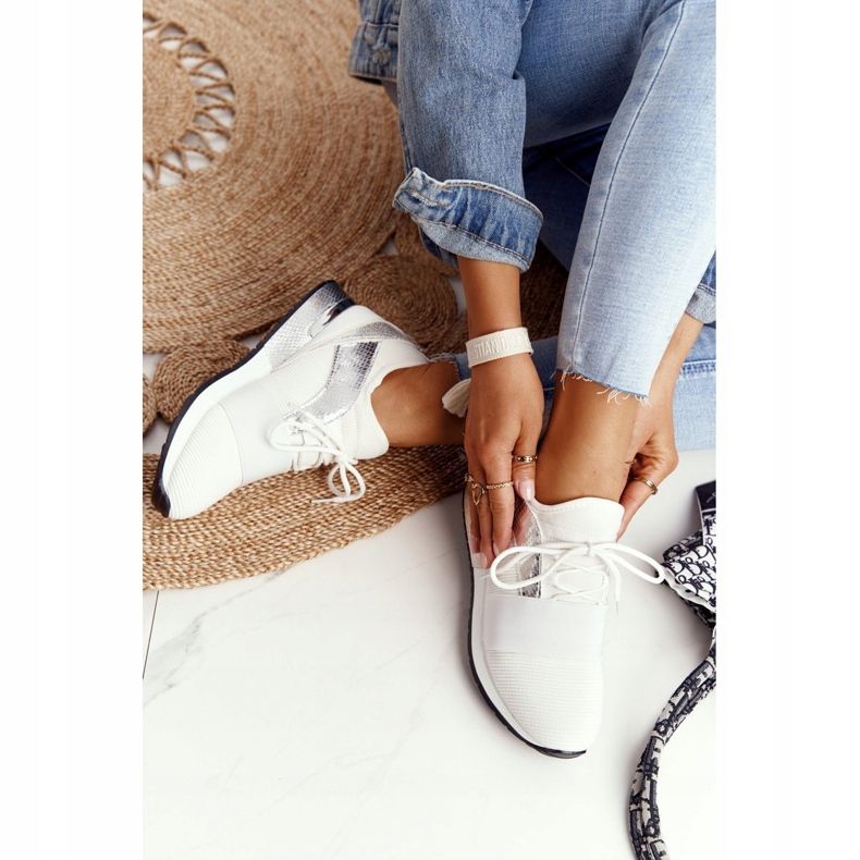 FB2 Zapatillas deportivas de mujer Zapatillas Blancas y Plateadas Netta blanco plata 2