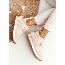 FB2 Calzado Deportivo Mujer Sneakers Beige y Dorado Netta 4