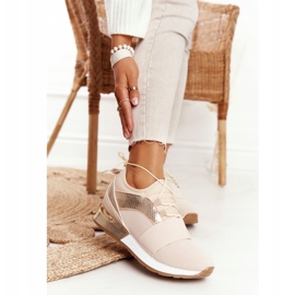 FB2 Calzado Deportivo Mujer Sneakers Beige y Dorado Netta 5