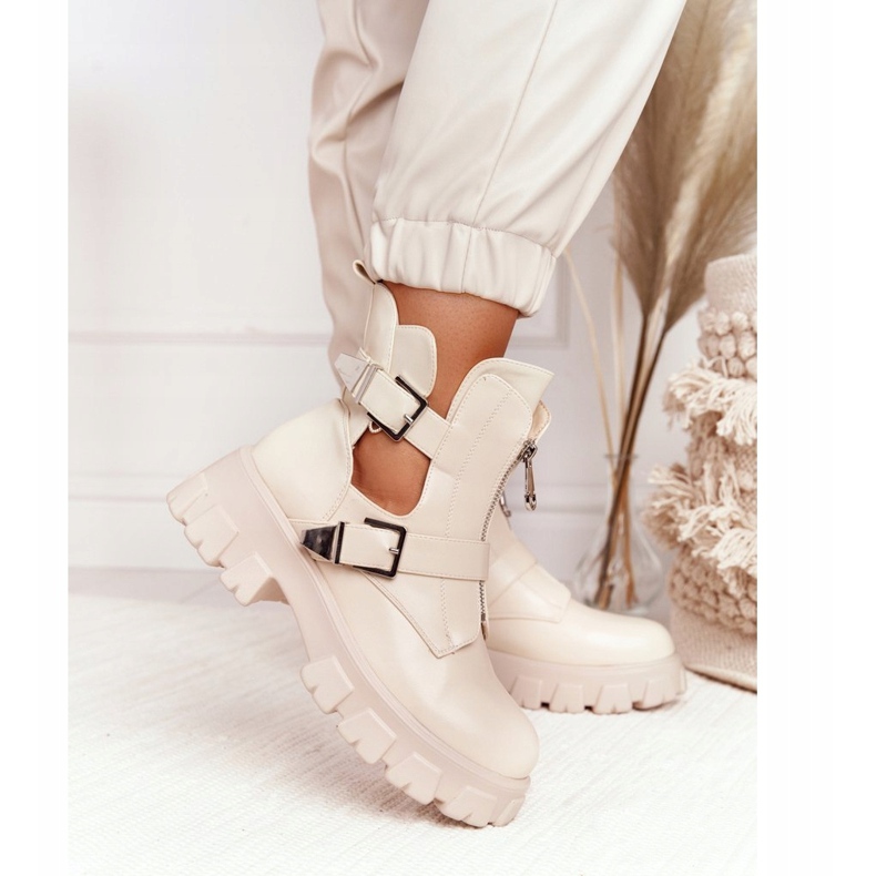 FB2 Botas de trabajo con plataforma para mujer Beige Cosmic Love 1