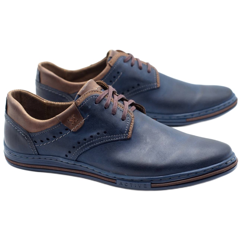 Polbut Zapatos casual hombre 402 azul marino con marrón 1