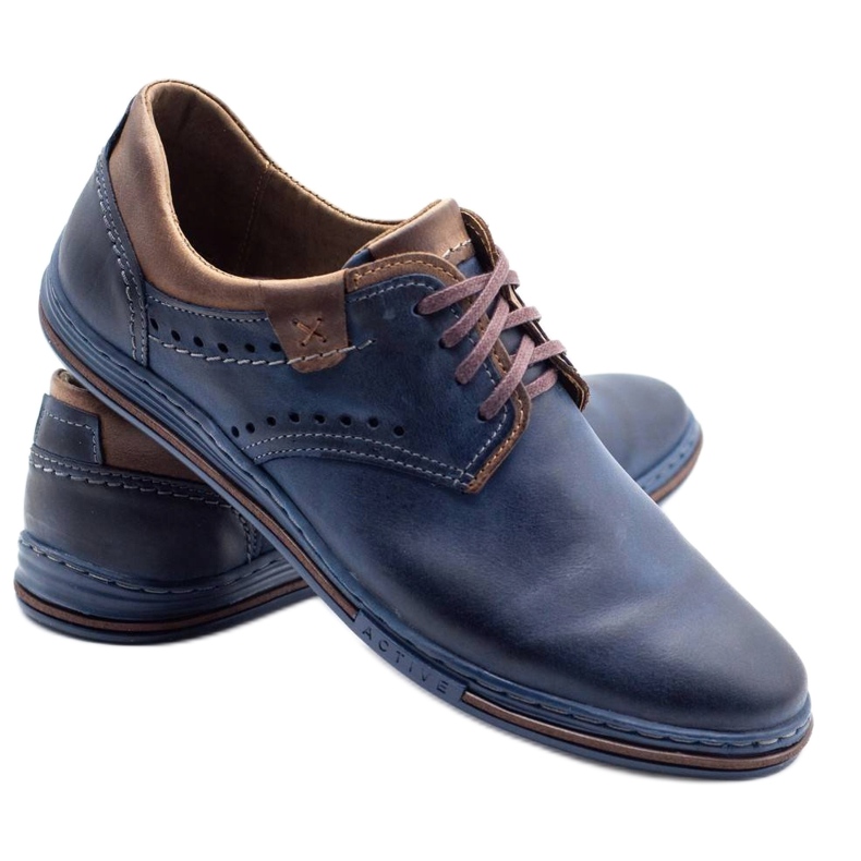 Polbut Zapatos casual hombre 402 azul marino con marrón 2