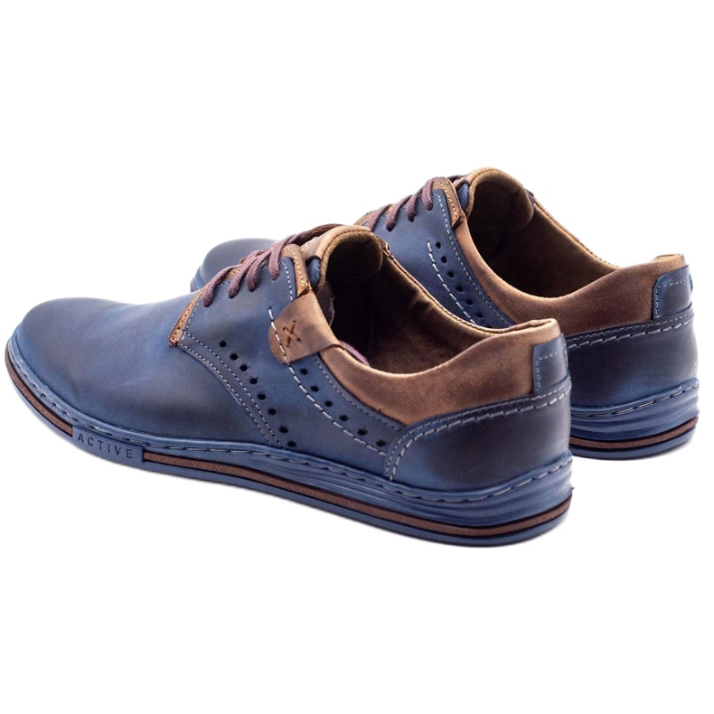 Polbut Zapatos casual hombre 402 azul marino con marrón 4