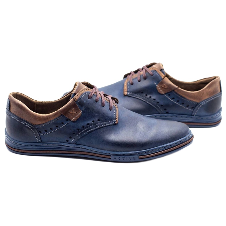 Polbut Zapatos casual hombre 402 azul marino con marrón 3