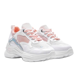 Zapatillas blancas con inserciones holográficas Karlie blanco rosado 1