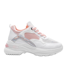Zapatillas blancas con inserciones holográficas Karlie blanco rosado 3