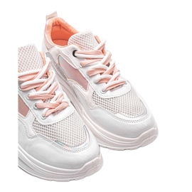 Zapatillas blancas con inserciones holográficas Karlie blanco rosado 4