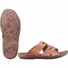 Kampol Zapatilla piel hombre 201 / BR marrón 5