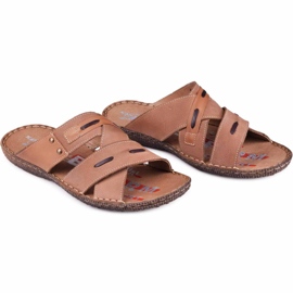 Kampol Zapatilla piel hombre 201 / BR marrón 6