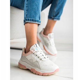 Ideal Shoes Zapatillas en la plataforma rosa blanco 4