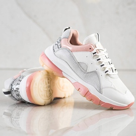Ideal Shoes Zapatillas en la plataforma rosa blanco 2