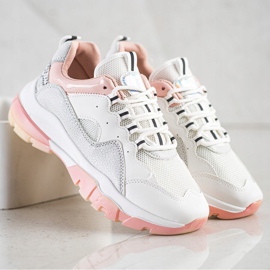 Ideal Shoes Zapatillas en la plataforma rosa blanco 3