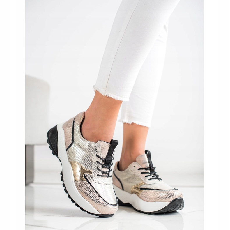 Zapatillas VINCEZA de piel dorada negro dorado 2