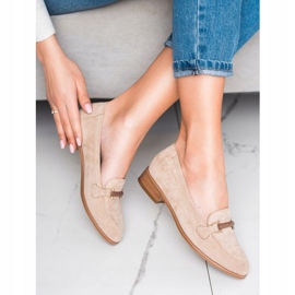 Mocasines VINCEZA de tacón bajo beige 1