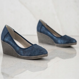 Goodin Bombas de cuña azul marino 3