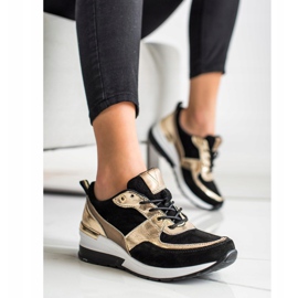 Deportivas piel negra y dorada VINCEZA negro dorado 4